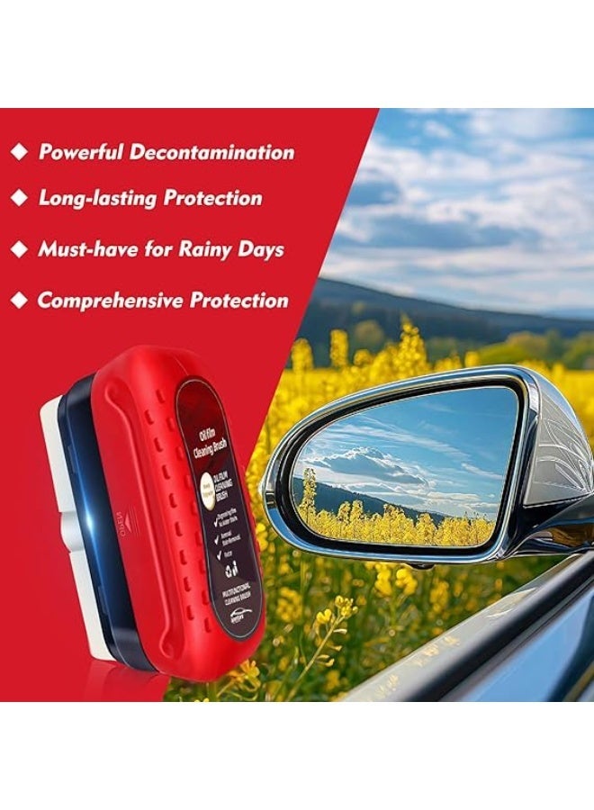 Automotive Oil Film Cleaning Brush with Reusable Foam Sprayer, Upgraded Antifog Glass Cleaning Board, Glass Oil Film Remover for Car Windows & Windshields (Red) - Image 3